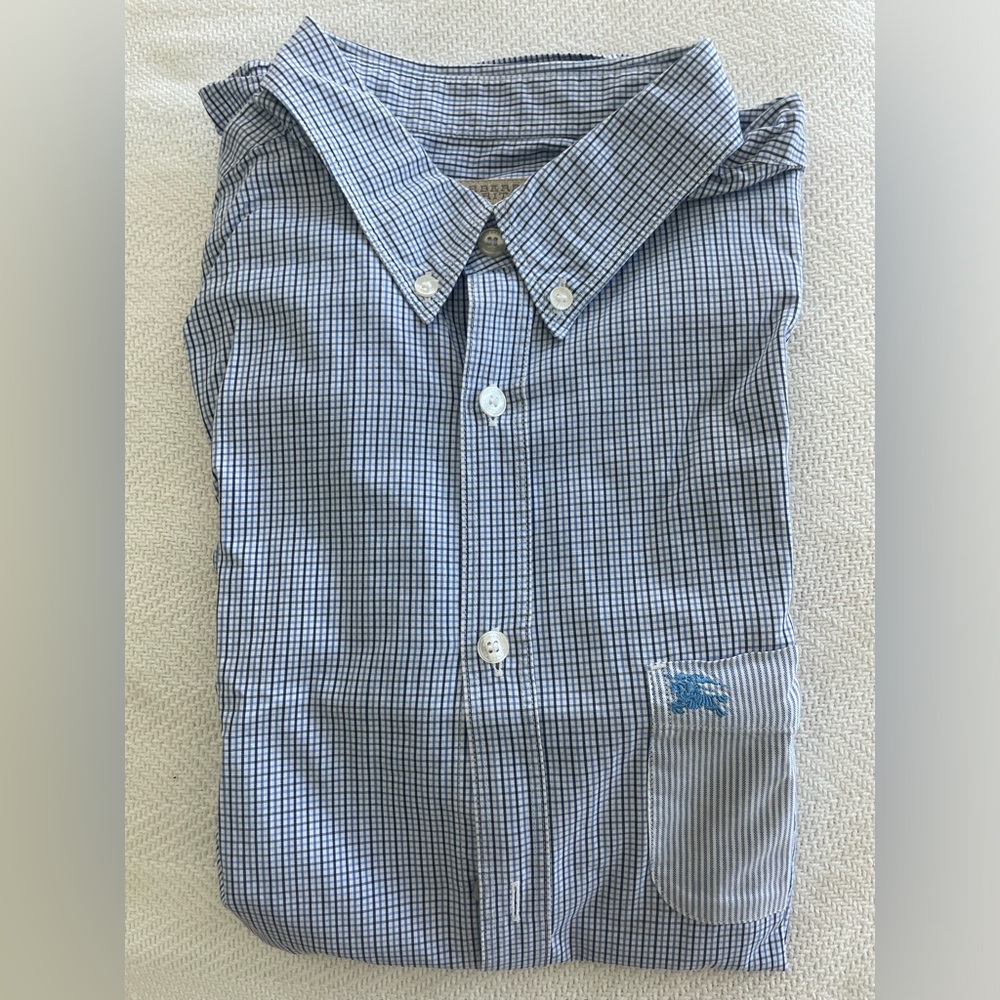 Men’s Burberry Brit logo embroidered Button Down Dress Shirt Size Medium
